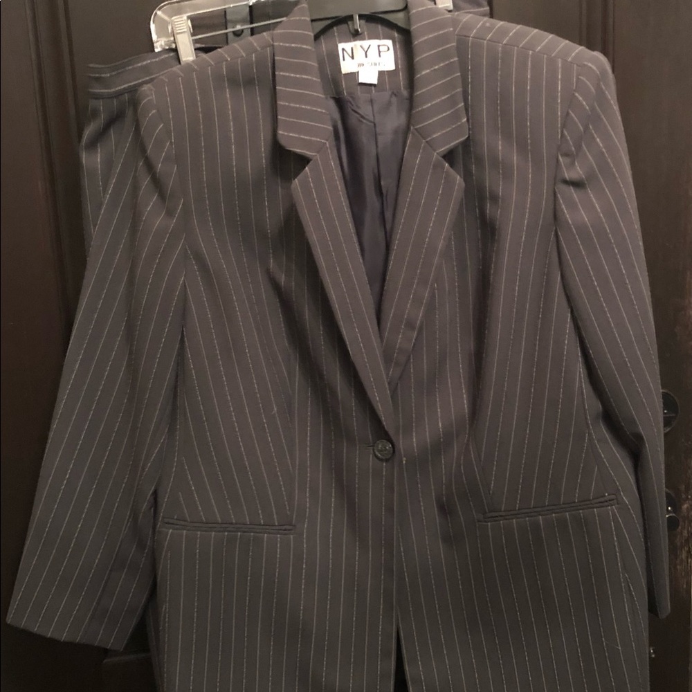 Gray pin striped skirt and blazer